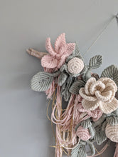 Load image into Gallery viewer, Macrame Boho Floral Wall Hanging Sculpture - Cream &amp; Sage
