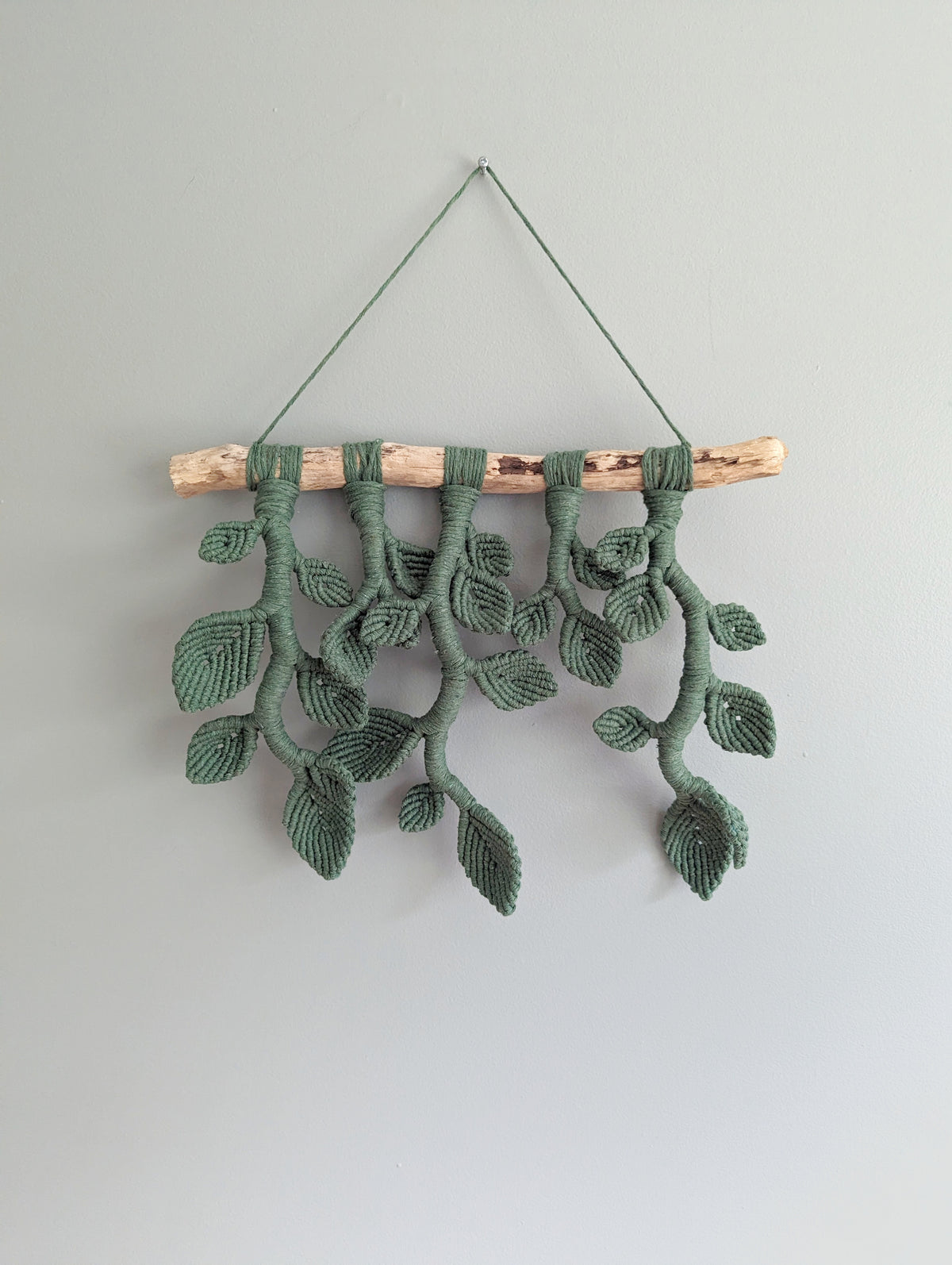 Ivy Green Macrame Wall Hanging - Hanging Vines and Leaves - Sculpture