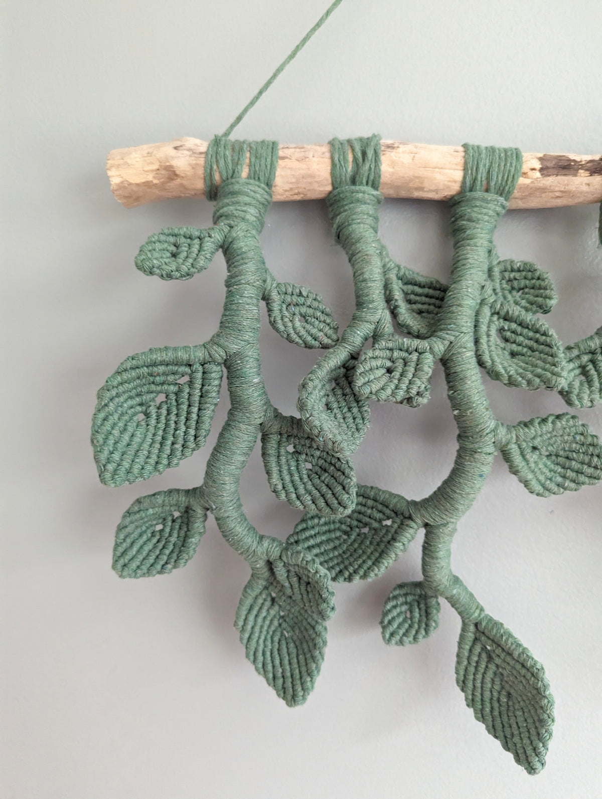 Ivy Green Macrame Wall Hanging - Hanging Vines and Leaves - Sculpture