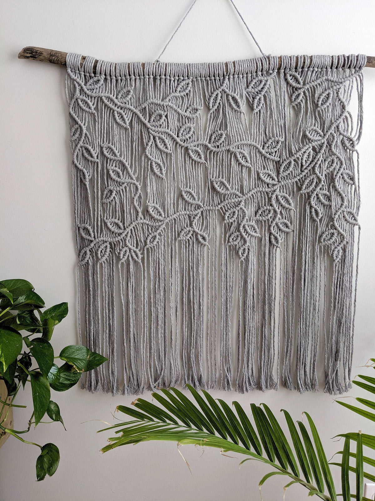 Extra Large Macrame Vines and Leaves Wall Hanging String Theories Fiber Design