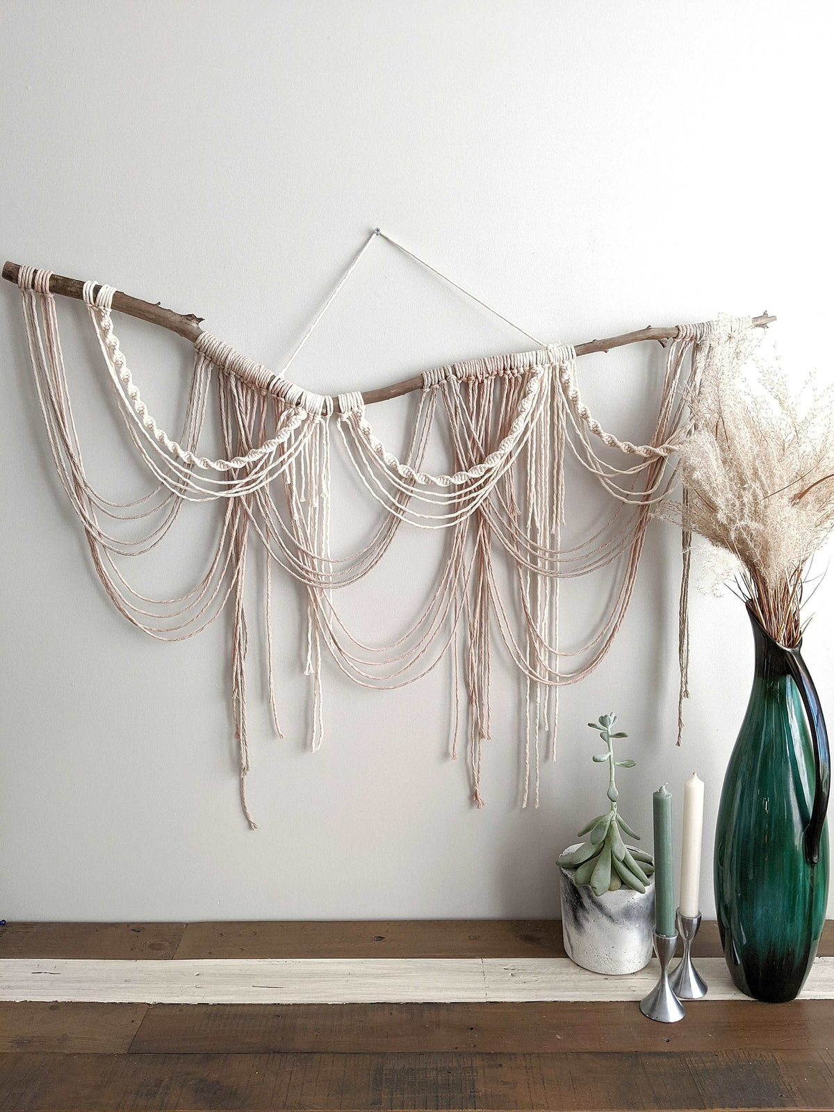 Draped Minimalist Mid Century Modern Macrame Wall Hanging String Theories Fiber Design