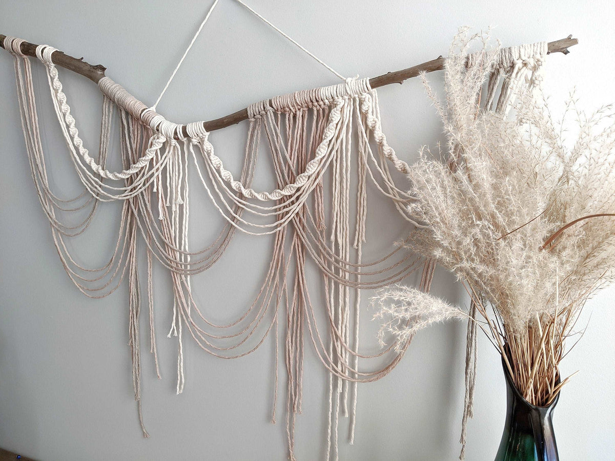 Draped Minimalist Mid Century Modern Macrame Wall Hanging String Theories Fiber Design
