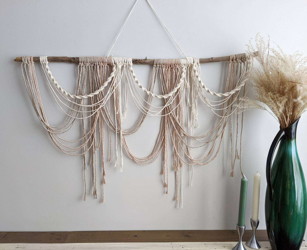 Draped Minimalist Mid Century Modern Macrame Wall Hanging String Theories Fiber Design