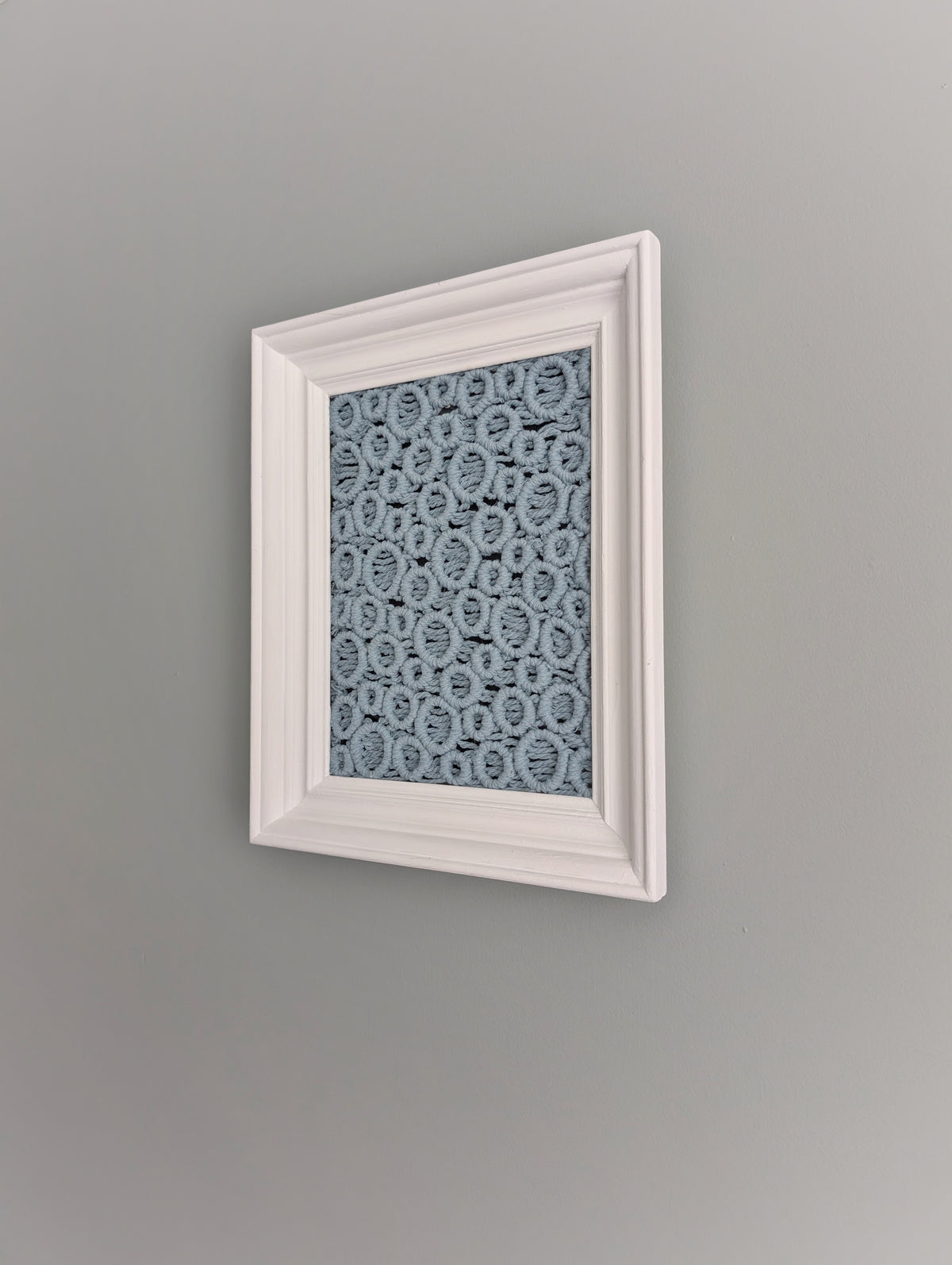 Bubbles Macrame Hanging in Rectangle White Frame