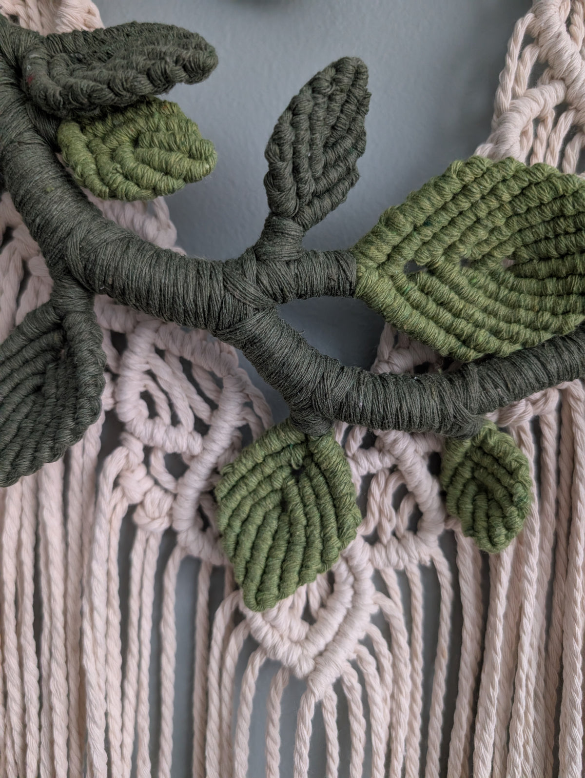 Flower Crown Macrame Hanging - olive