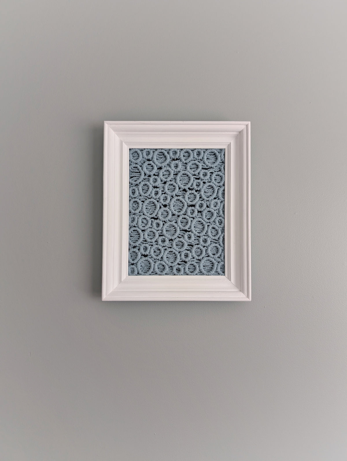 Bubbles Macrame Hanging in Rectangle White Frame