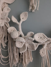 Load image into Gallery viewer, Cream Leaf and Floral Bouquet Circular Hoop Wall Hanging
