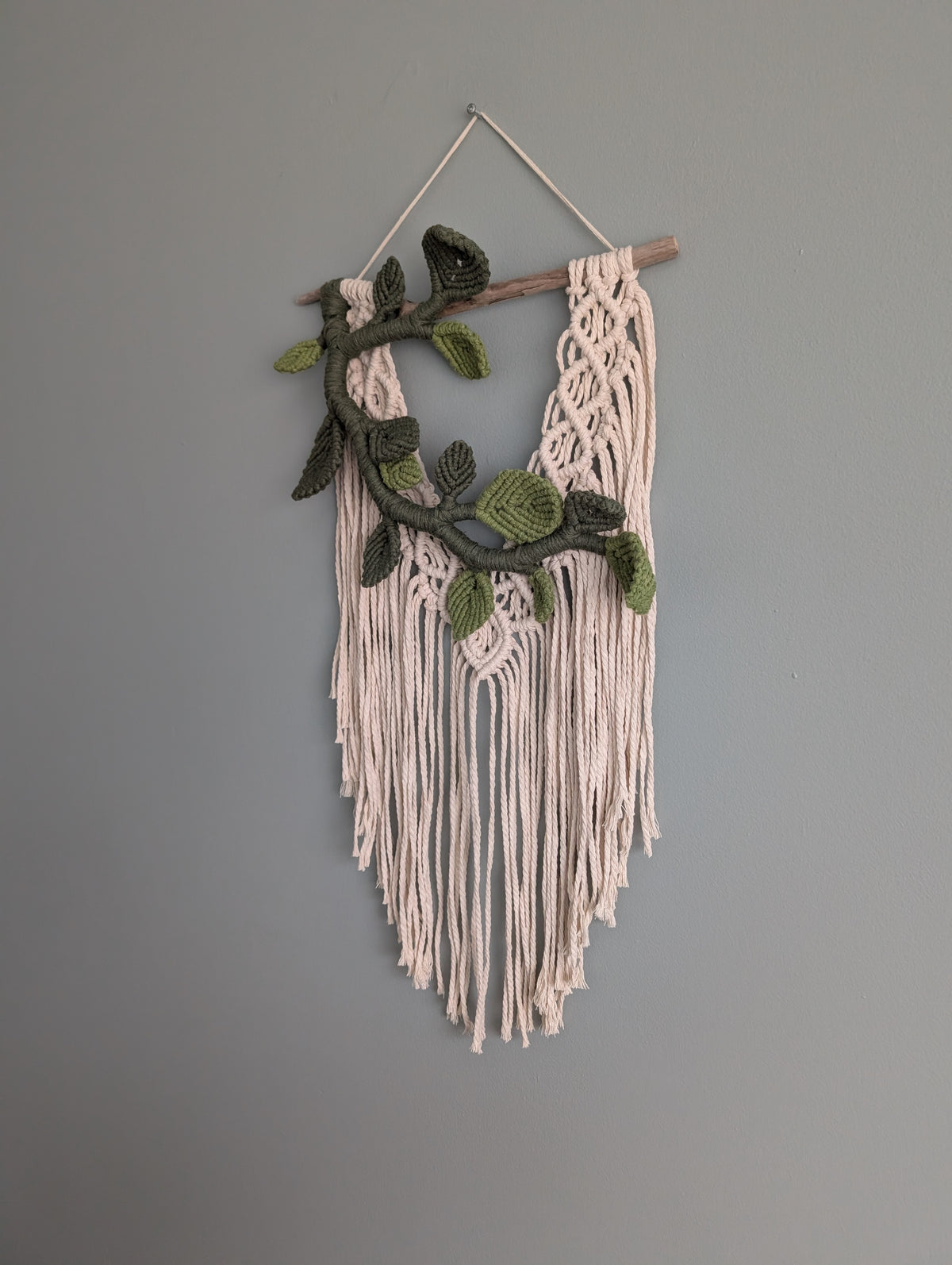 Flower Crown Macrame Hanging - olive