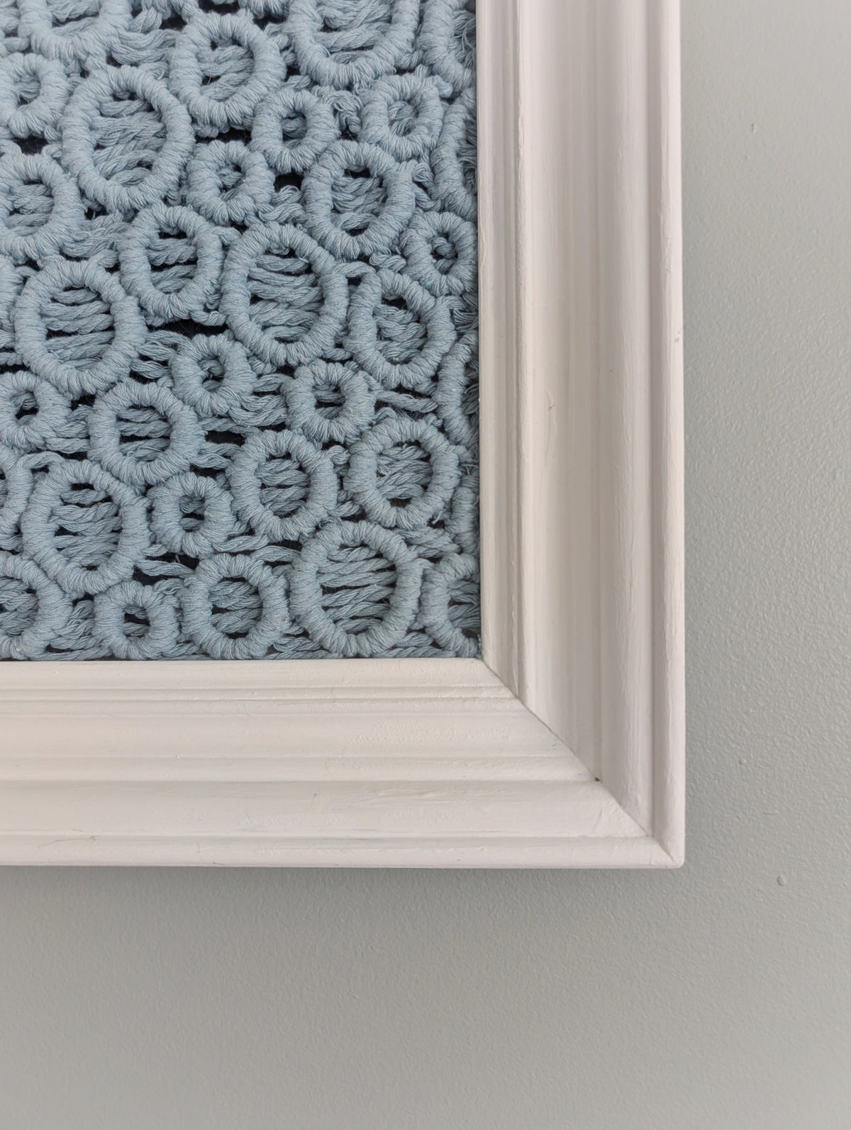 Bubbles Macrame Hanging in Rectangle White Frame
