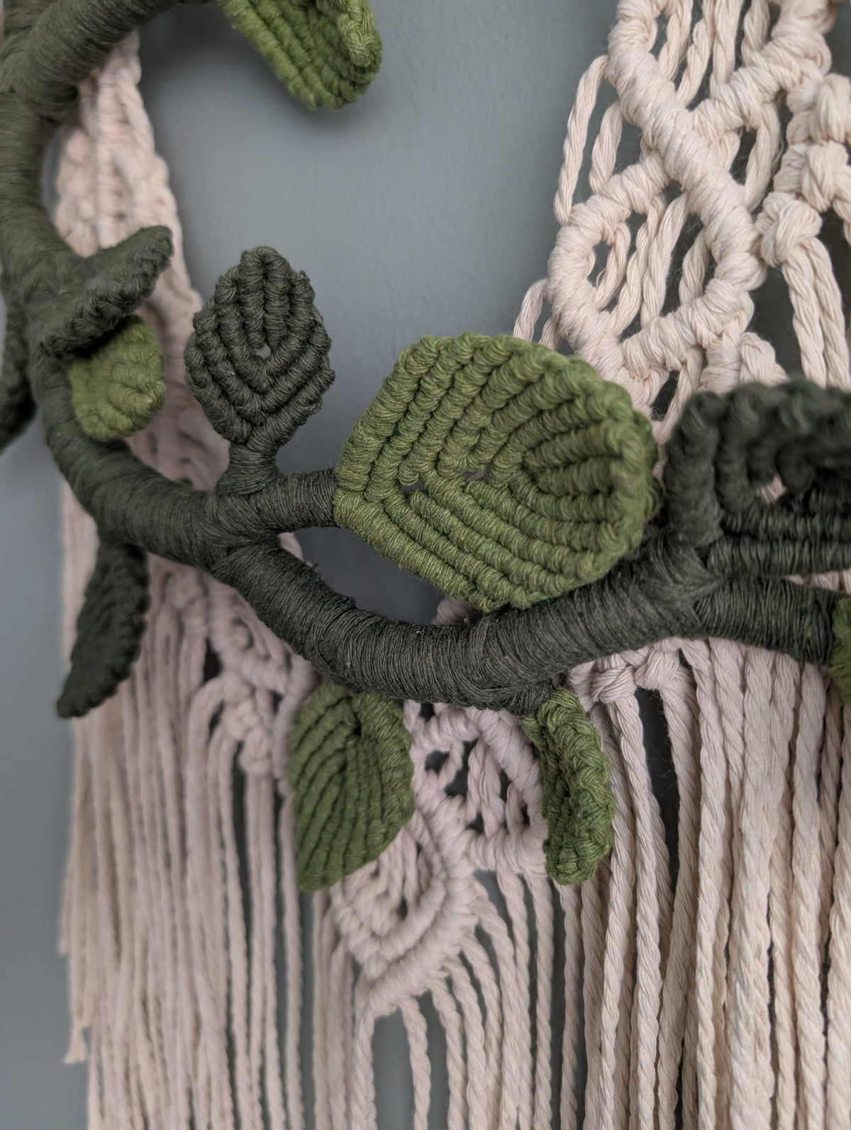 Flower Crown Macrame Hanging - olive