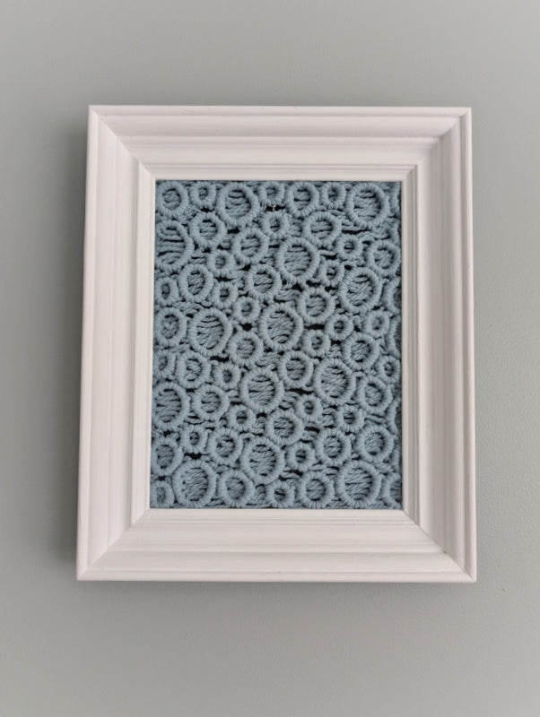 Bubbles Macrame Hanging in Rectangle White Frame