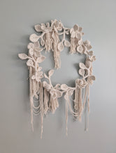Load image into Gallery viewer, Cream Leaf and Floral Bouquet Circular Hoop Wall Hanging

