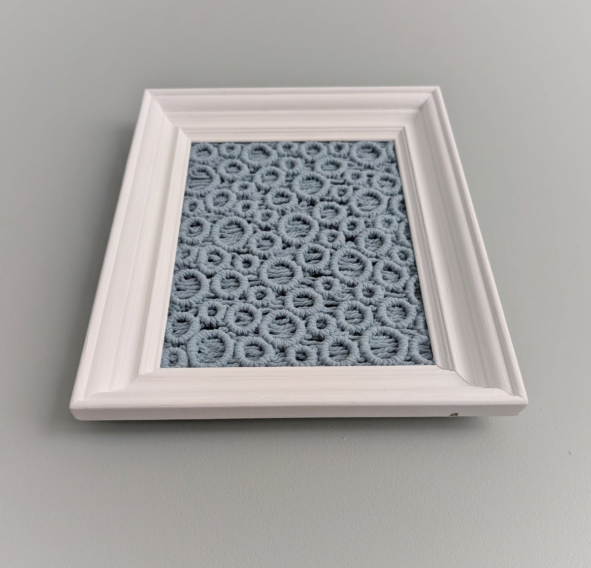 Bubbles Macrame Hanging in Rectangle White Frame