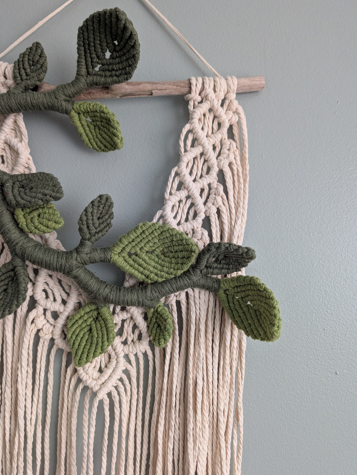 Flower Crown Macrame Hanging - olive