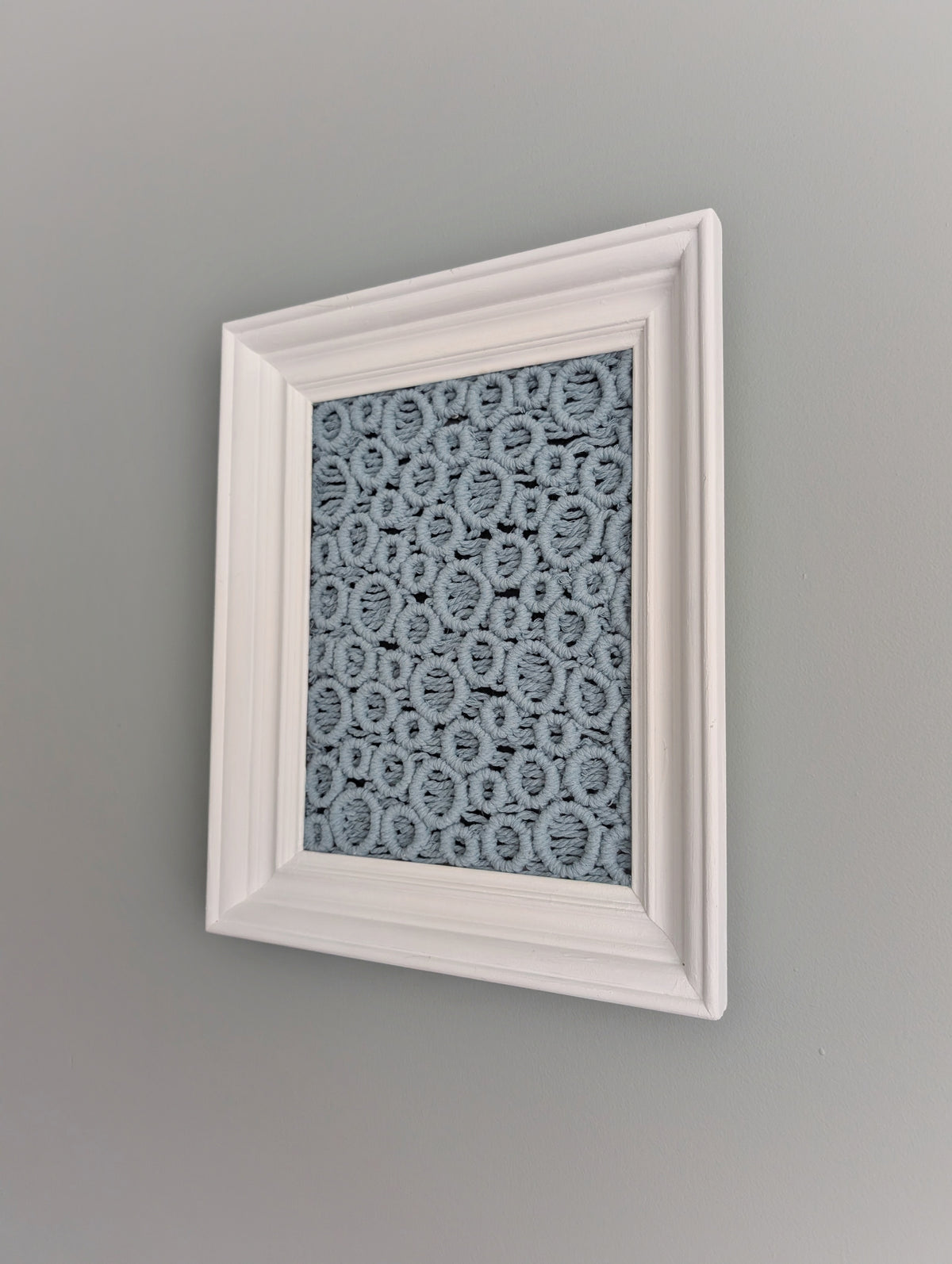 Bubbles Macrame Hanging in Rectangle White Frame