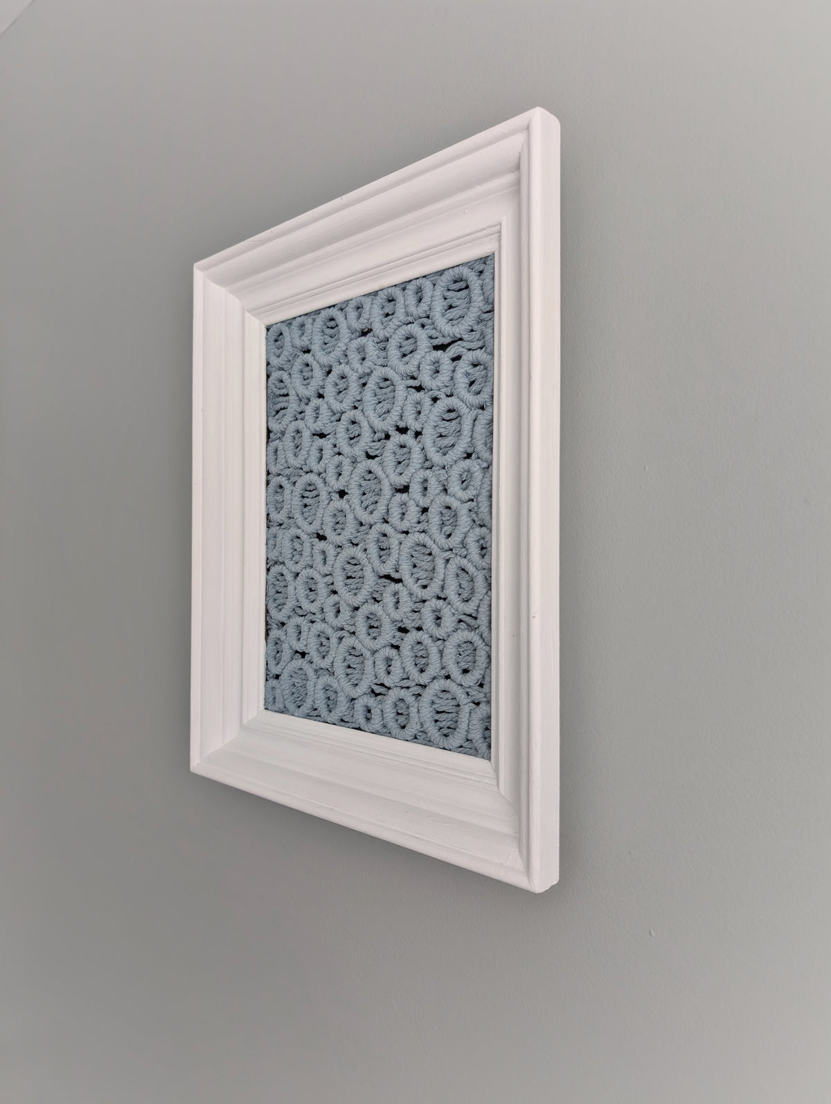 Bubbles Macrame Hanging in Rectangle White Frame