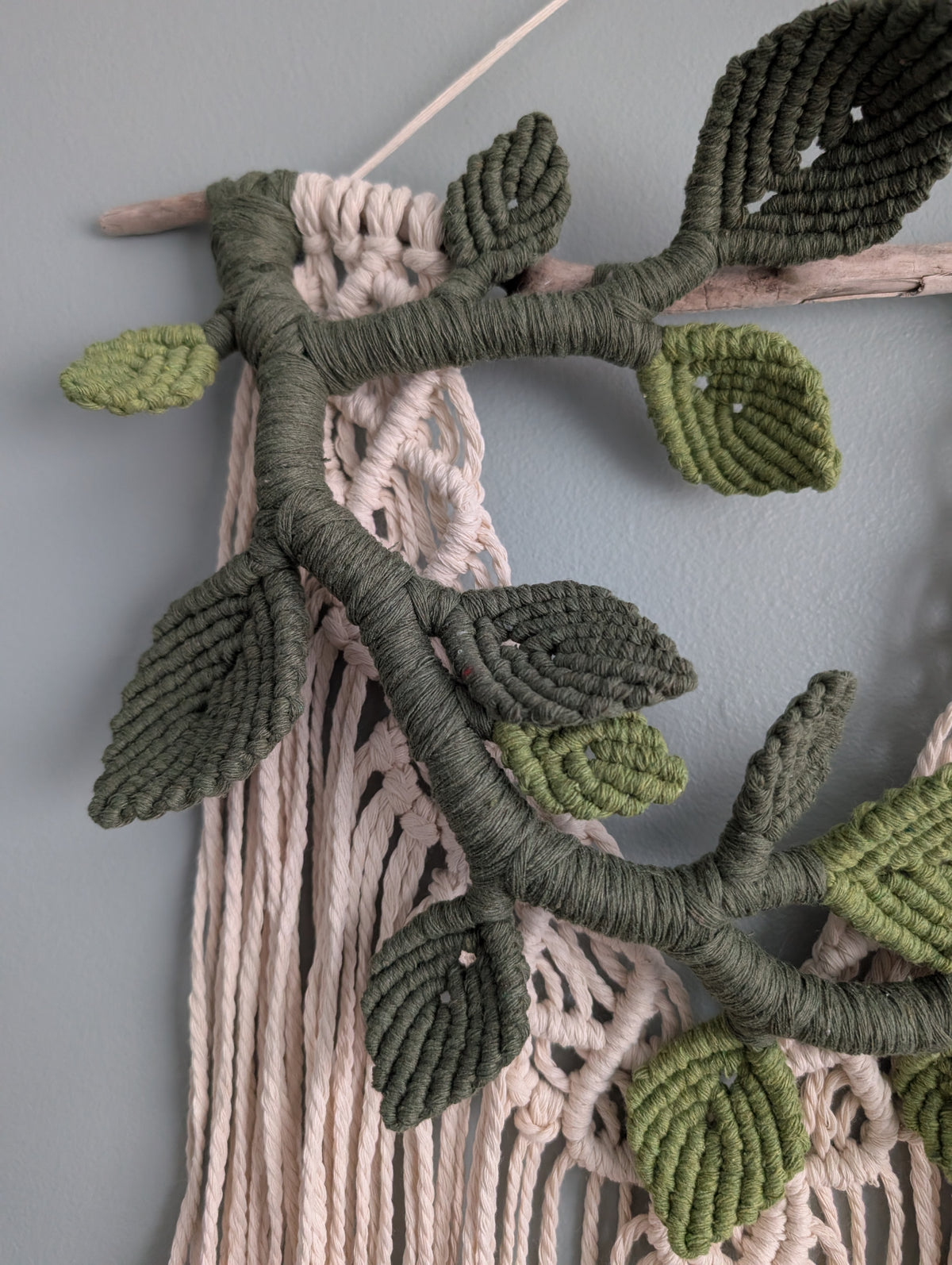 Flower Crown Macrame Hanging - olive