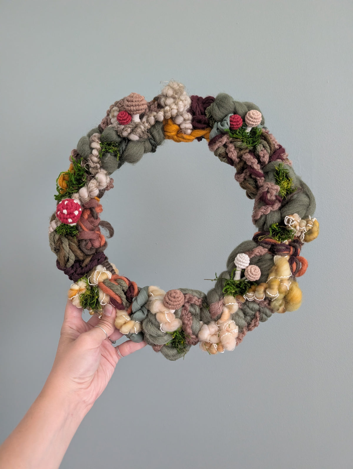 Mushroom Landscape Circular Woven Wall Hanging