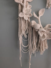 Load image into Gallery viewer, Cream Leaf and Floral Bouquet Circular Hoop Wall Hanging

