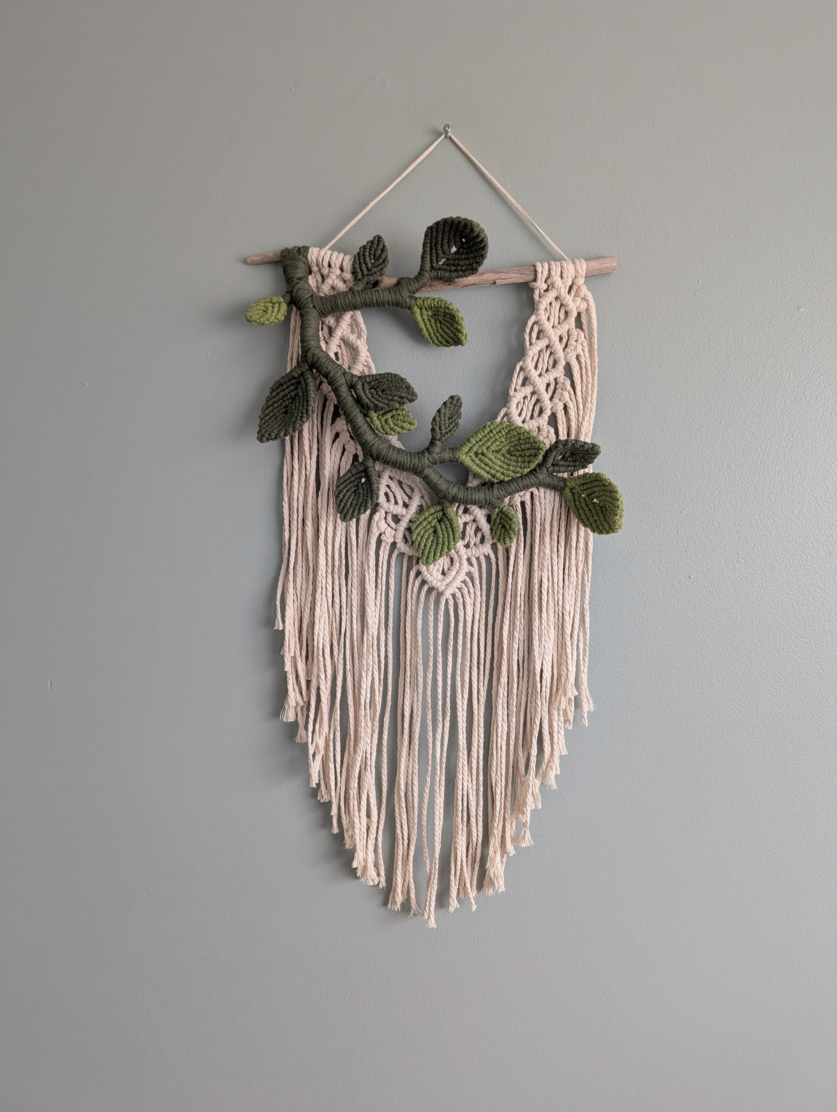 Flower Crown Macrame Hanging - olive