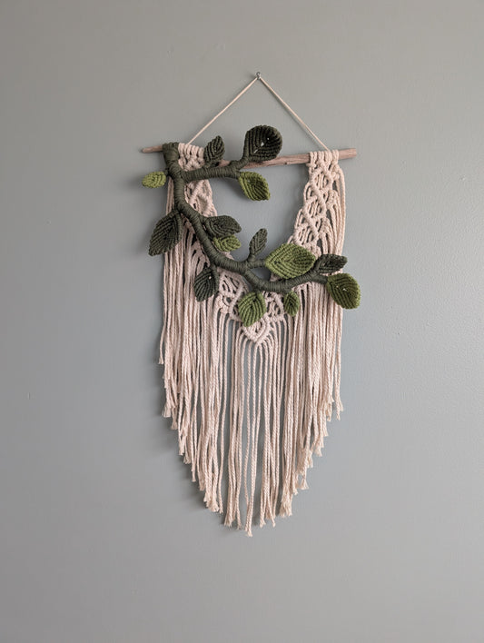 Flower Crown Macrame Hanging - olive