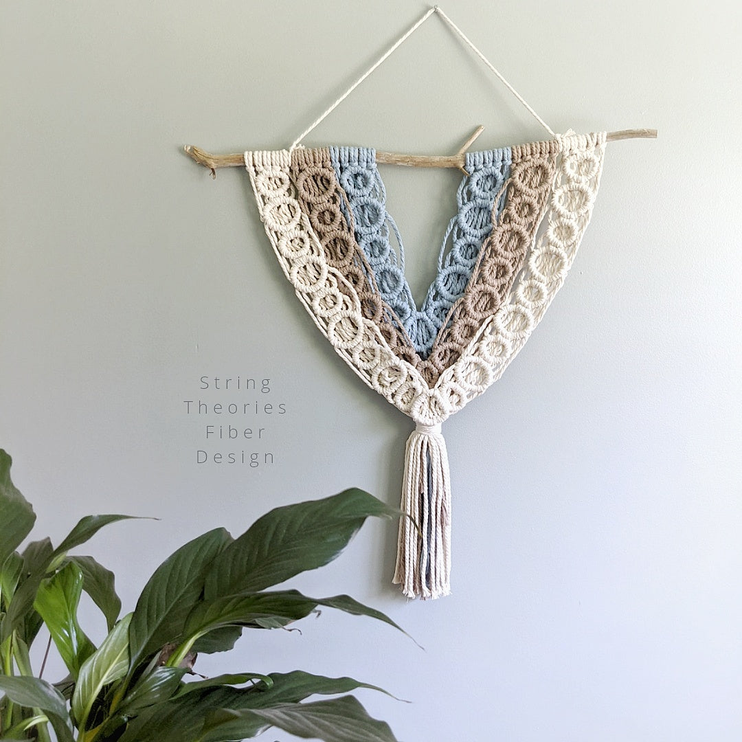 Macrame Bubbles Wall Hanging on Driftwood String Theories Fiber Design