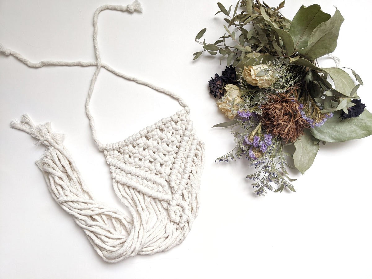 Macrame Wedding Bouquet Wrap in Bright White String Theories Fiber Design