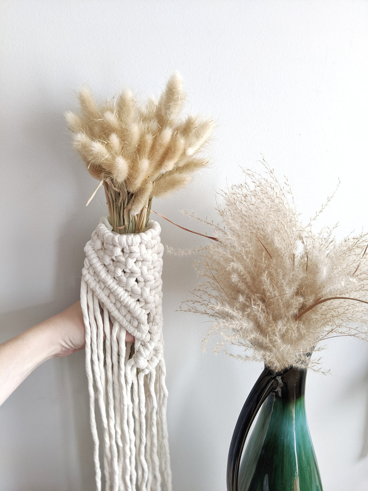 Macrame Wedding Bouquet Wrap in Bright White String Theories Fiber Design