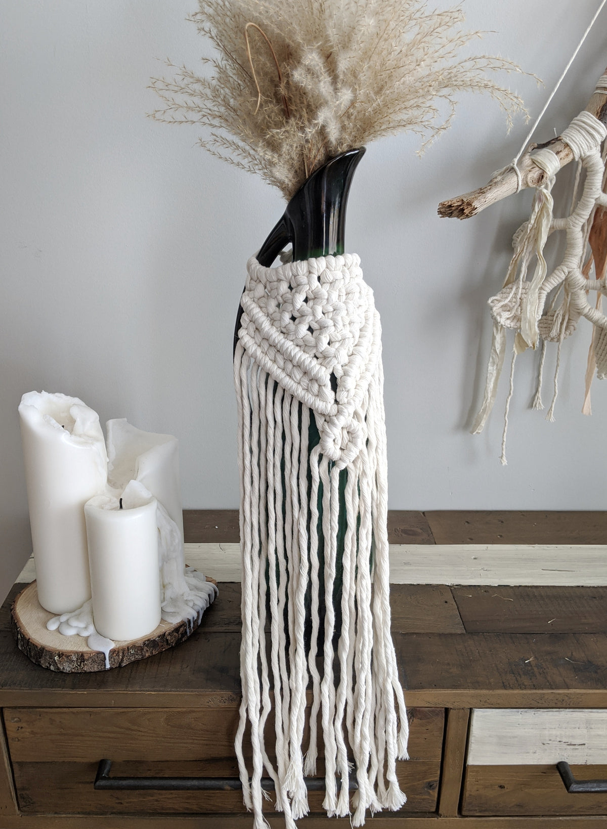Macrame Wedding Bouquet Wrap in Bright White String Theories Fiber Design