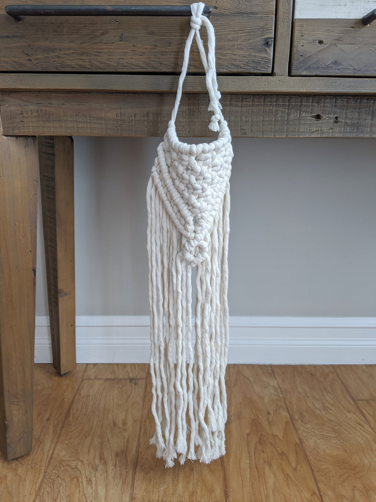 Macrame Wedding Bouquet Wrap in Bright White String Theories Fiber Design