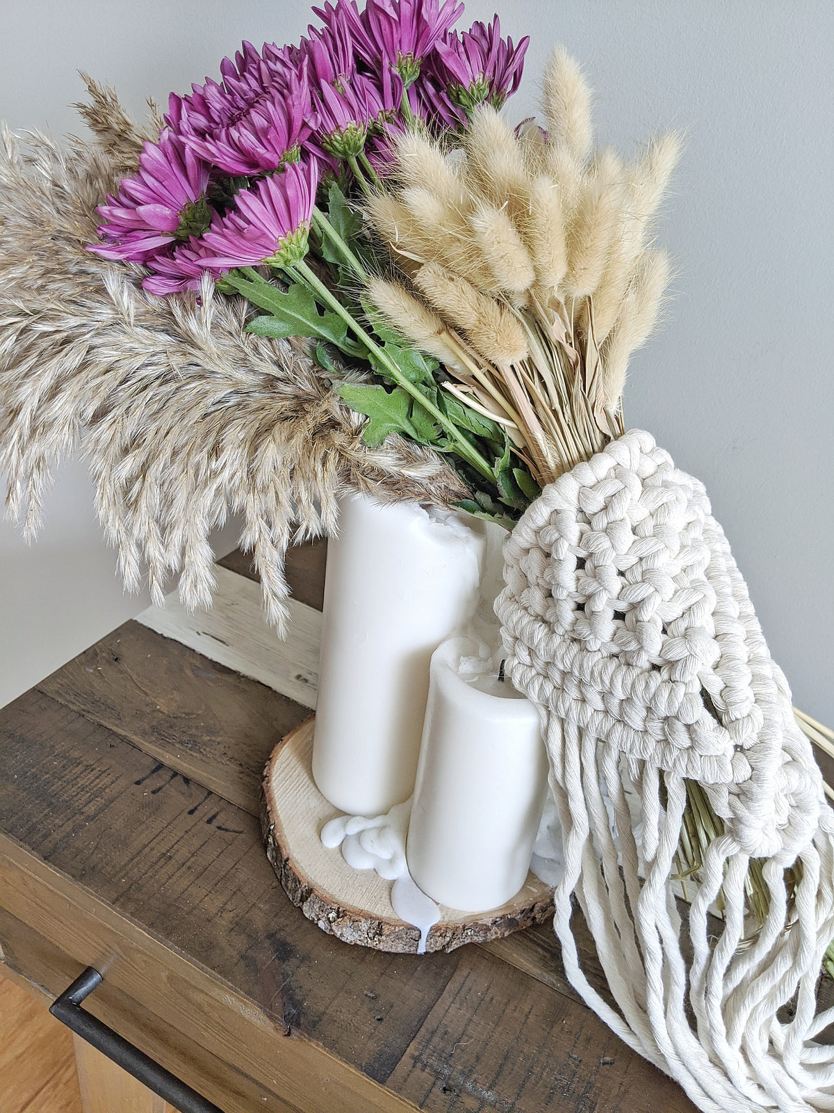 Macrame Wedding Bouquet Wrap in Bright White String Theories Fiber Design