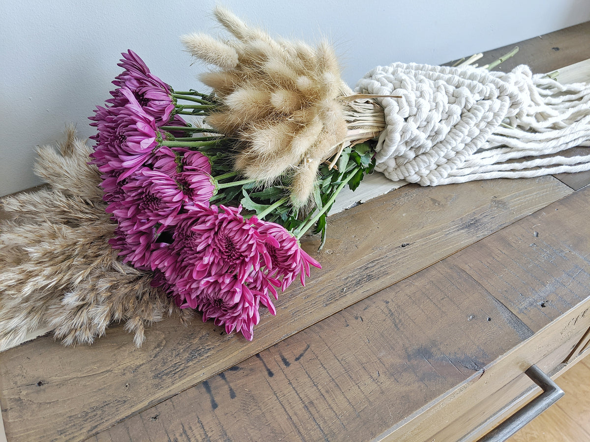 Macrame Wedding Bouquet Wrap in Bright White String Theories Fiber Design