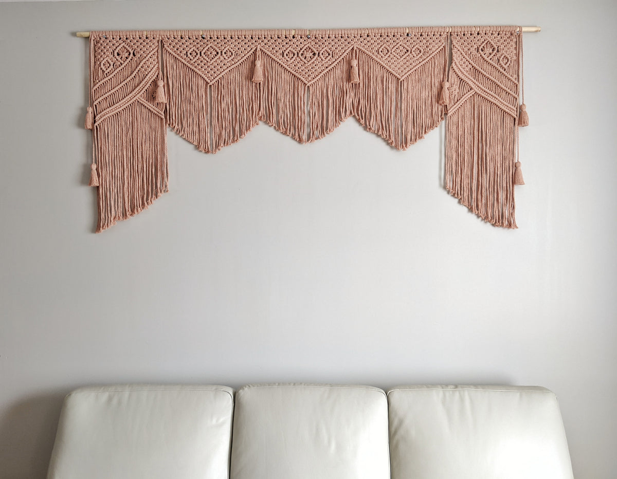 Pink Macrame Wedding Backdrop // Macrame Ceremony Arch String Theories Fiber Design