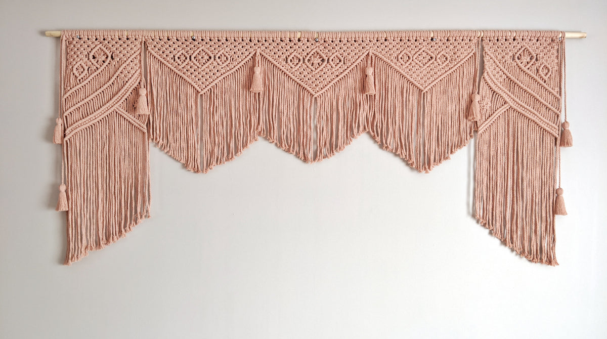 Pink Macrame Wedding Backdrop // Macrame Ceremony Arch String Theories Fiber Design