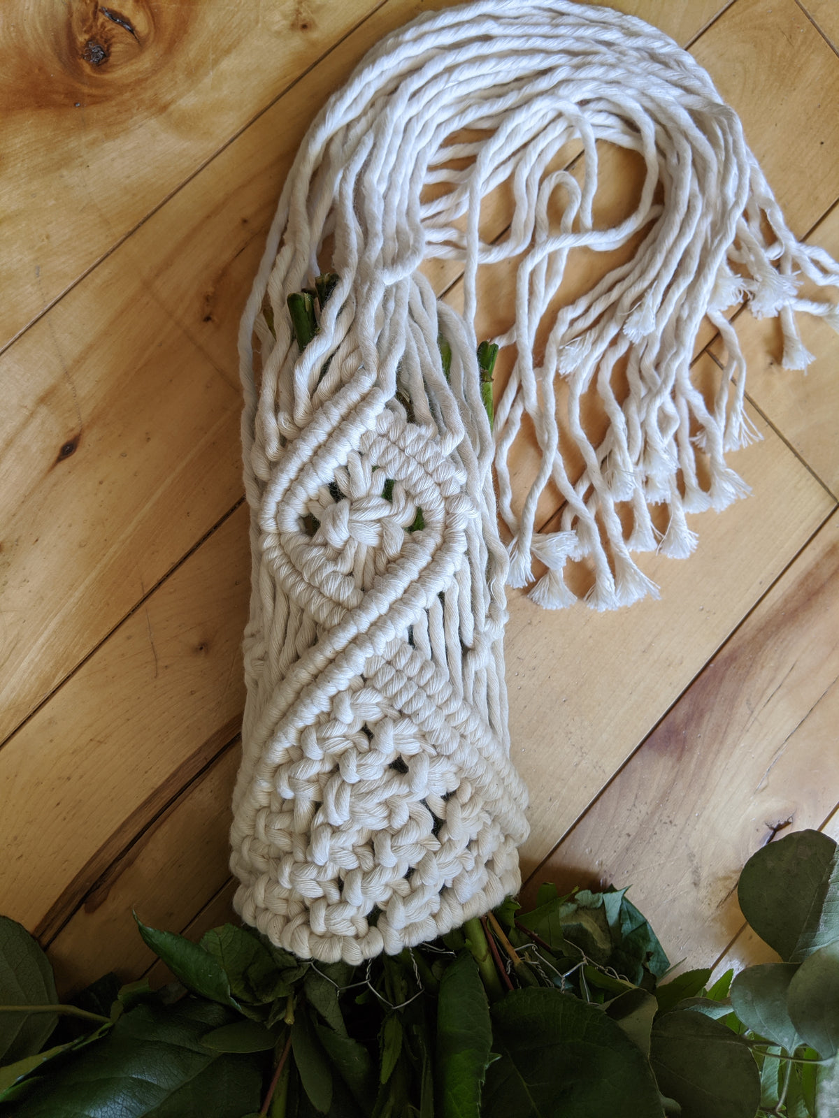 Macrame Wedding Bouquet Wrap in Cream String Theories Fiber Design