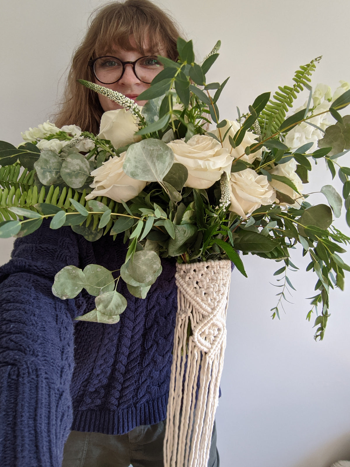 Macrame Wedding Bouquet Wrap in Cream String Theories Fiber Design