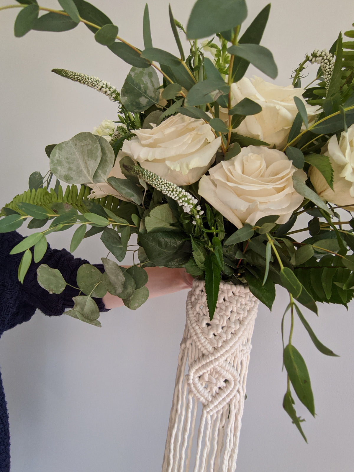 Macrame Wedding Bouquet Wrap in Cream String Theories Fiber Design