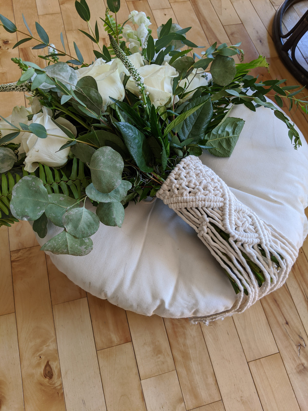 Macrame Wedding Bouquet Wrap in Cream String Theories Fiber Design