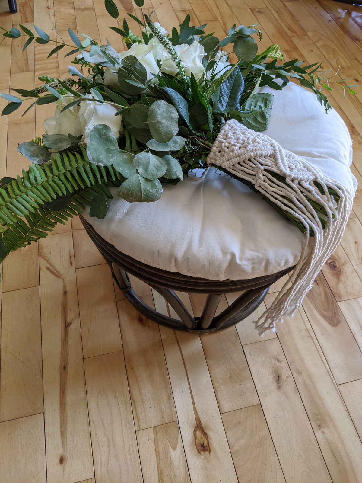 Macrame Wedding Bouquet Wrap in Cream String Theories Fiber Design