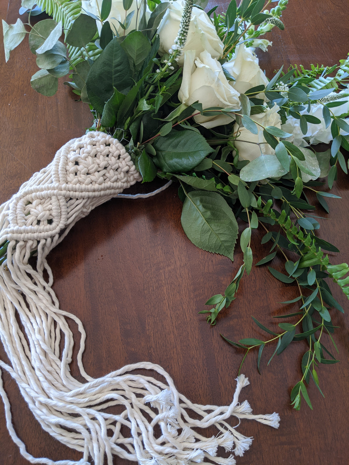 Macrame Wedding Bouquet Wrap in Cream String Theories Fiber Design