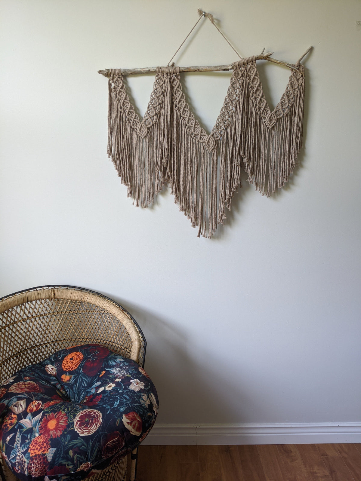 Macrame Wall Hanging - Triple Fringe String Theories Fiber Design