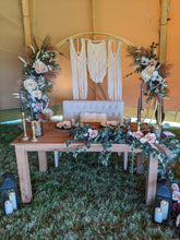 Load image into Gallery viewer, Macrame Wedding Backdrop // Macrame Ceremony Arch String Theories Fiber Design

