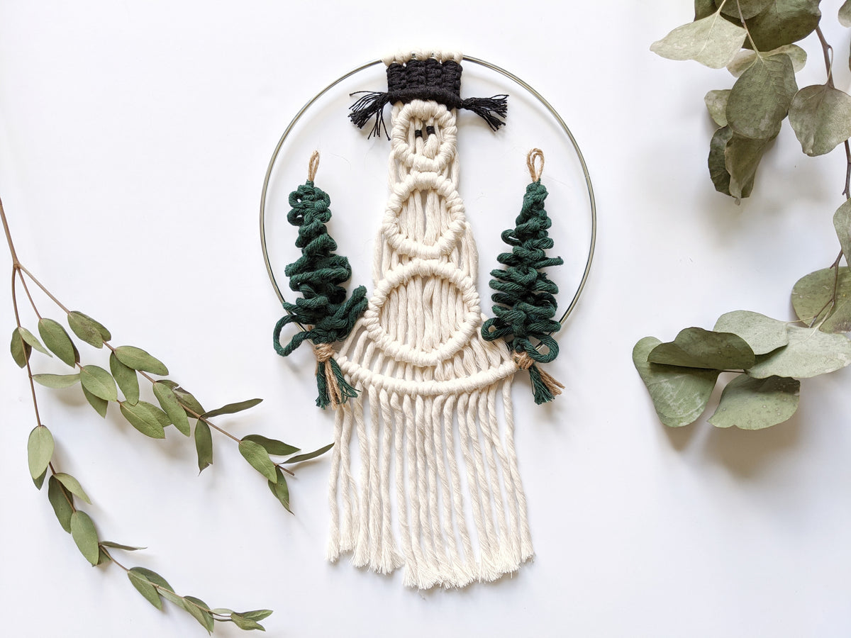 Macrame Snowman Wreath String Theories Fiber Design