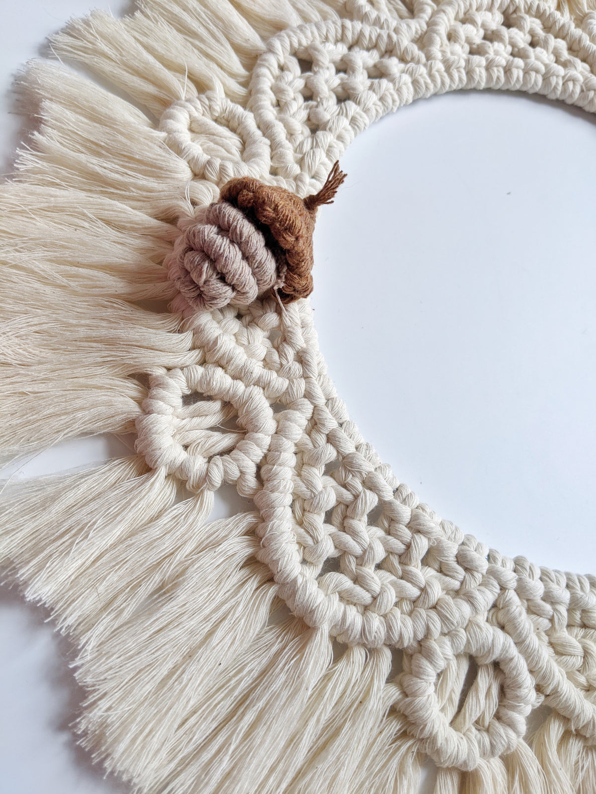 Macrame Mini Fiber Sculptures ornament Acorns String Theories Fiber Design