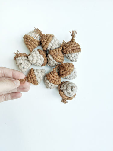 Macrame Mini Fiber Sculptures ornament Acorns String Theories Fiber Design