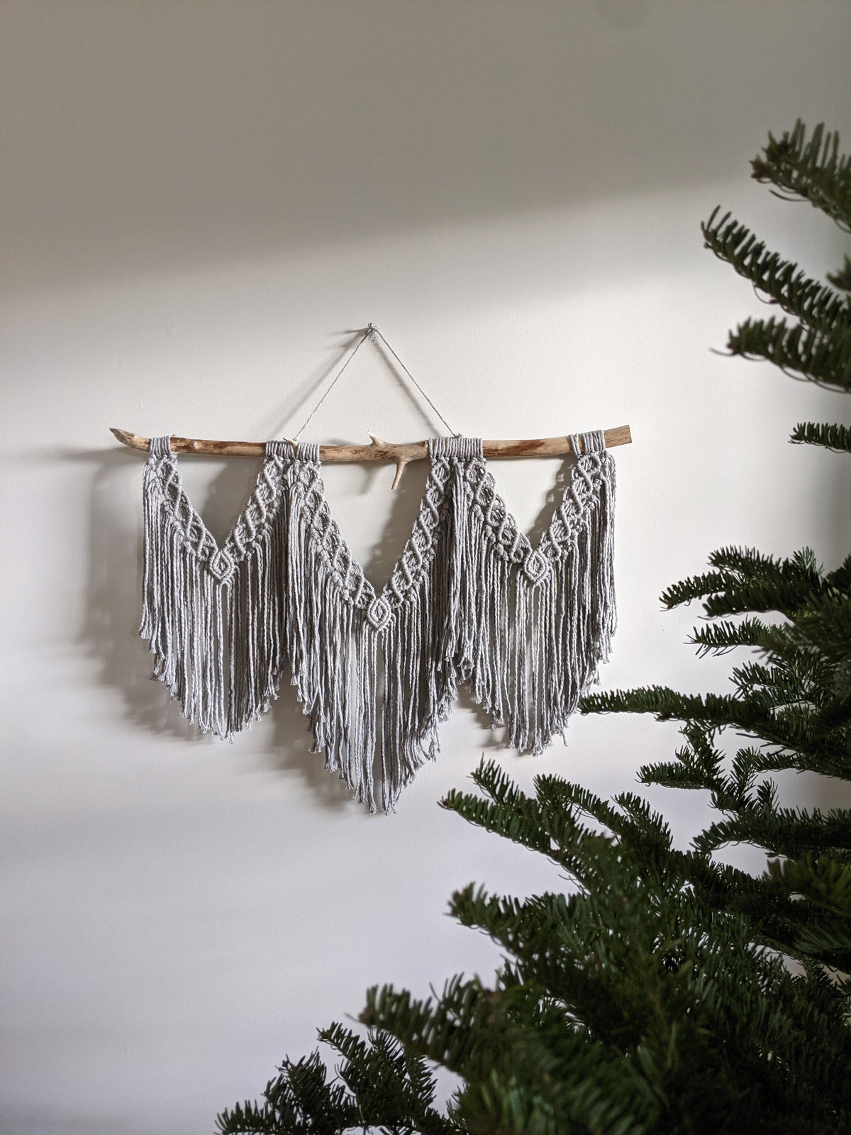 Macrame Wall Hanging - Triple Fringe String Theories Fiber Design