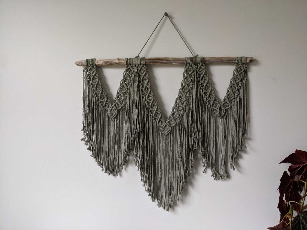Macrame Wall Hanging - Triple Fringe String Theories Fiber Design