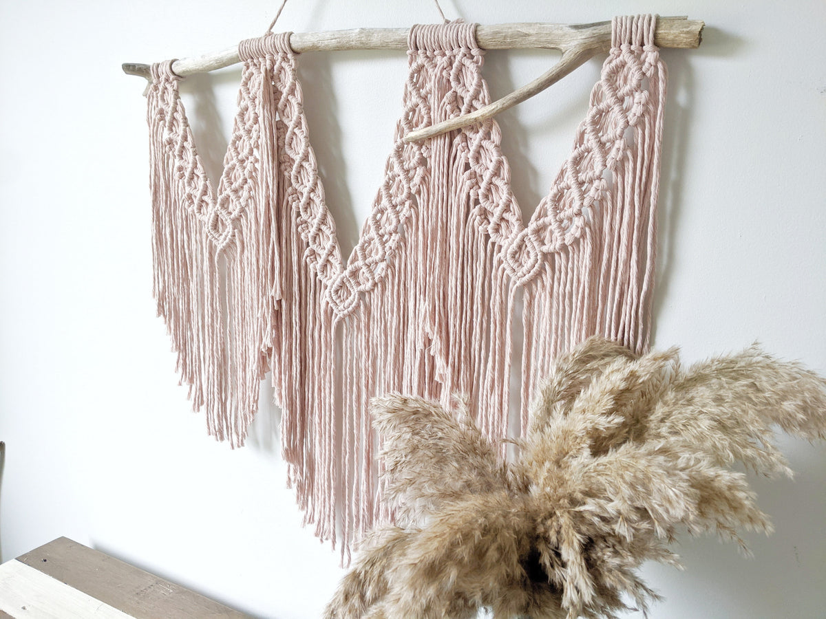 Macrame Wall Hanging - Triple Fringe String Theories Fiber Design