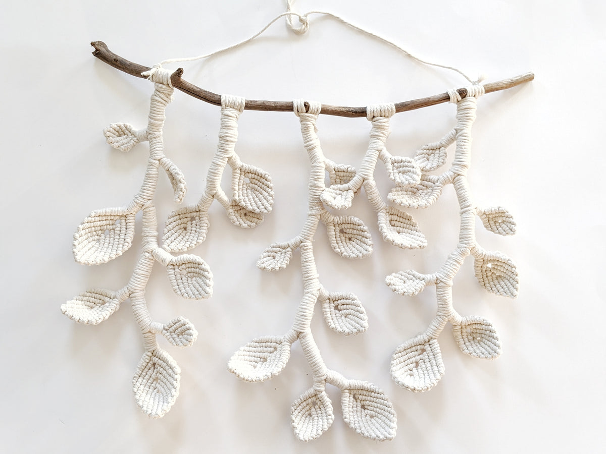 Macrame Wall Hanging - Hanging Vines and Leaves - Sculpture String Theories Fiber Design