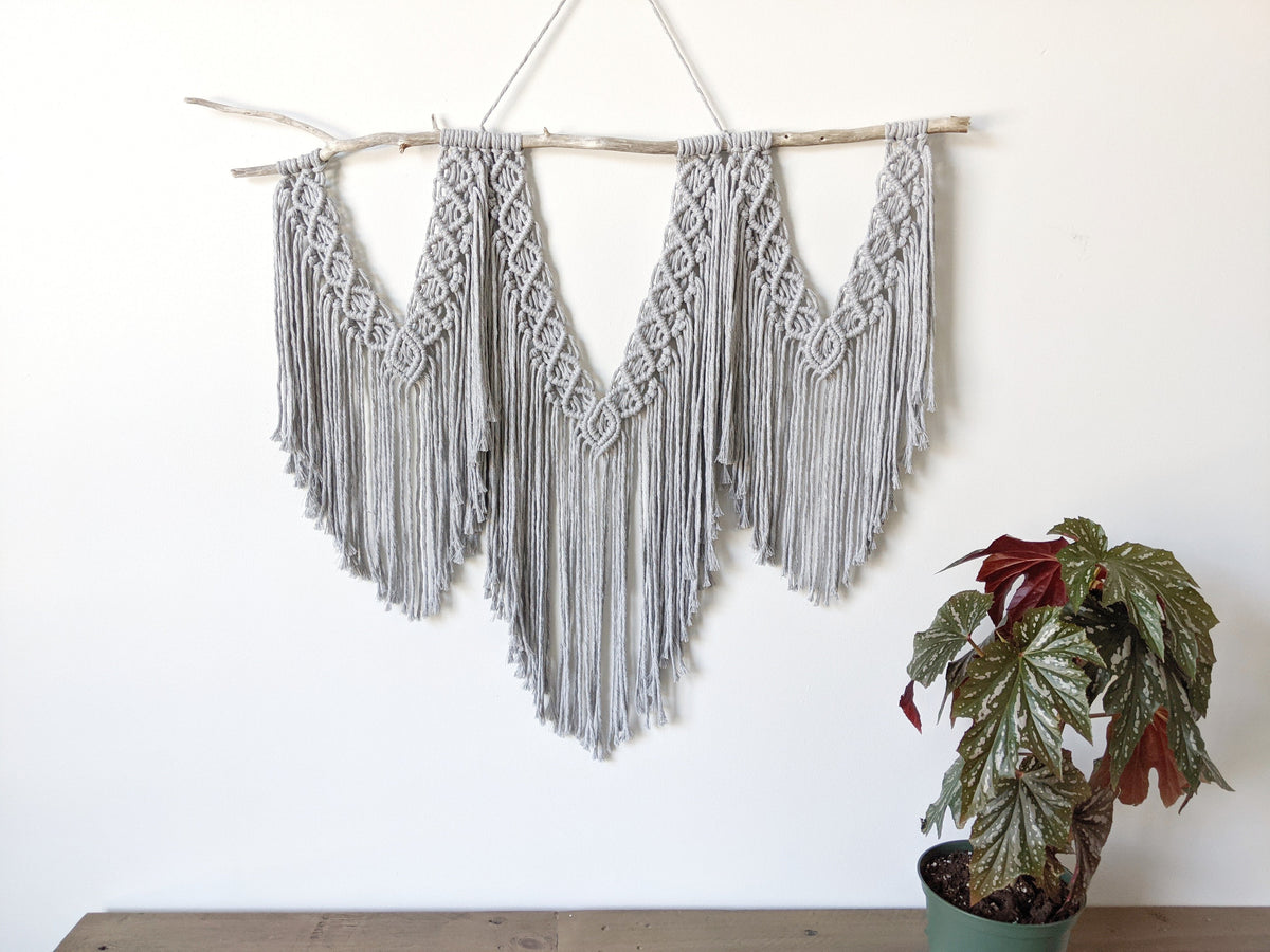 Macrame Wall Hanging - Triple Fringe String Theories Fiber Design